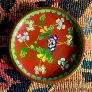 Vintage Chinese cloisonné decorative dish